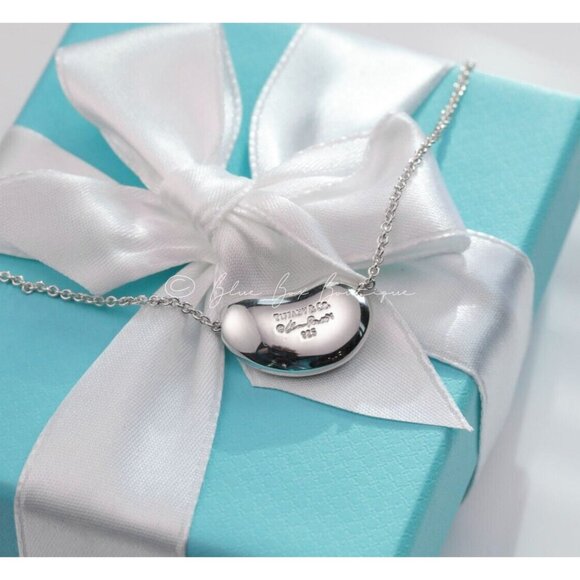 Tiffany & Co. Bean Necklace Elsa Peretti Vintage Large 19mm Pendant 20" Chain - Picture 3 of 9
